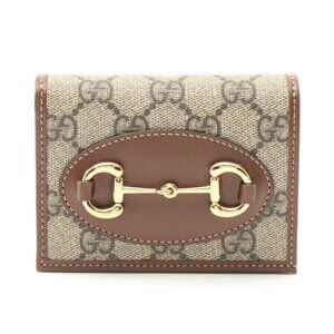 Gucci Horsebit GG Supreme Bifold Wallet Leather Beige Brown